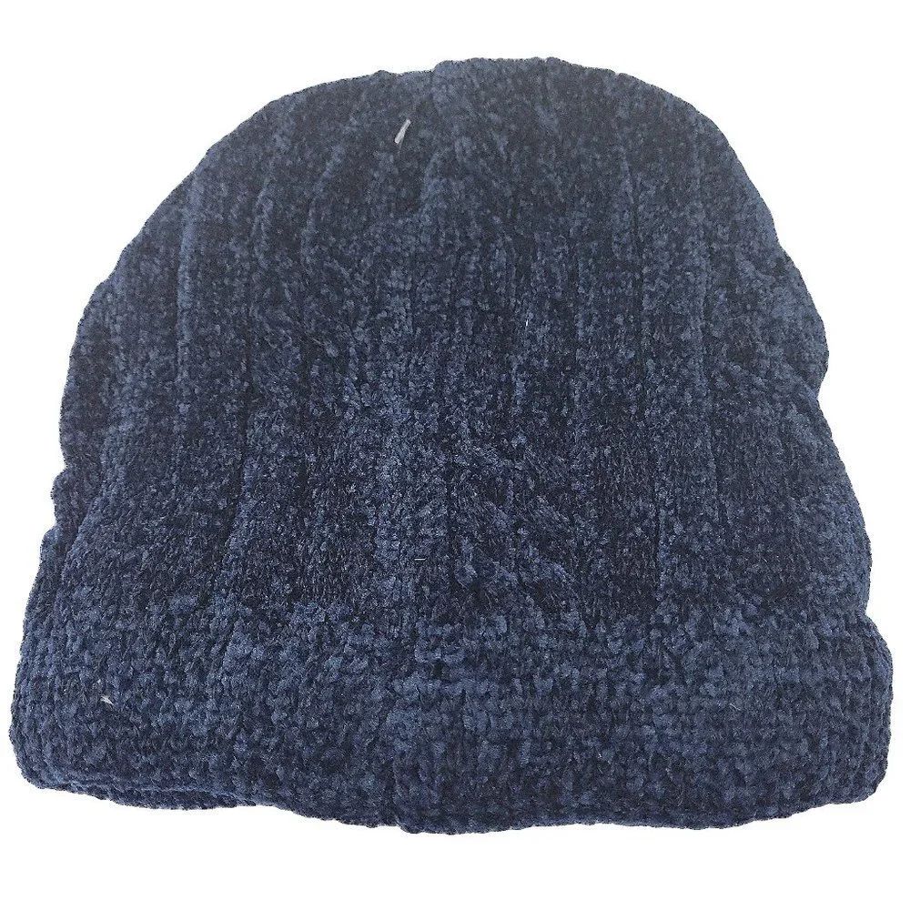 Women's Winter Thermal Fleece Knit Lined Beanie Hat, Blue
